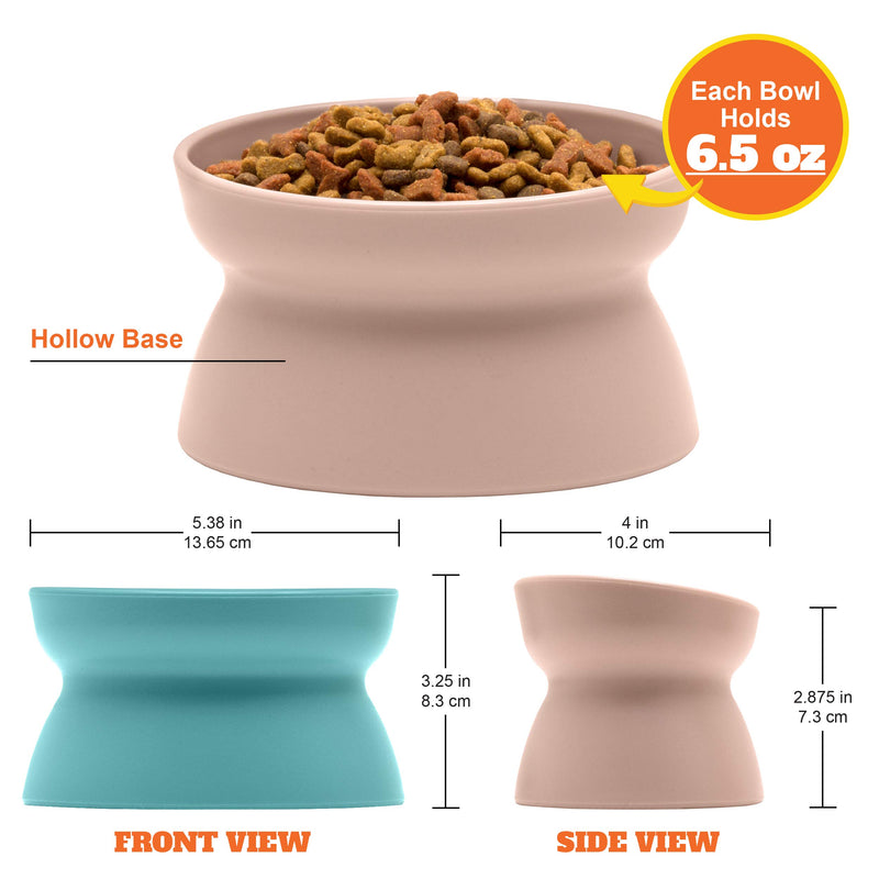 [Australia] - Kitty City Raised Cat Food Bowl Collection, Stress Free Pet Feeder and Waterer 2 Bowls/Pastel 