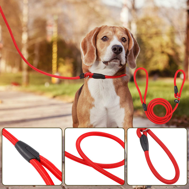 Winkwinky 4.4 FT Nylon Dog Slip Lead, Adjustable Dog Rope Leash, Durable Dog Training Leash, Soft Climbing Dog Leash for Small and Medium Dog, Red(135 cm) - PawsPlanet Australia