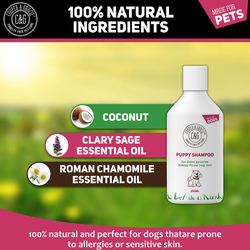 C&G Pets | PUPPY SHAMPOO 500ML | FOR SMELLY DOGS WITH ITCHY SENSITIVE SKIN | MEDICATED CONDITIONER PUPPY SAFE | EFFECTIVE FOR ALLERGY PRONE DOG SKIN | HEALTHY SHINY COAT | NATURAL ESSENTIAL OIL - PawsPlanet Australia