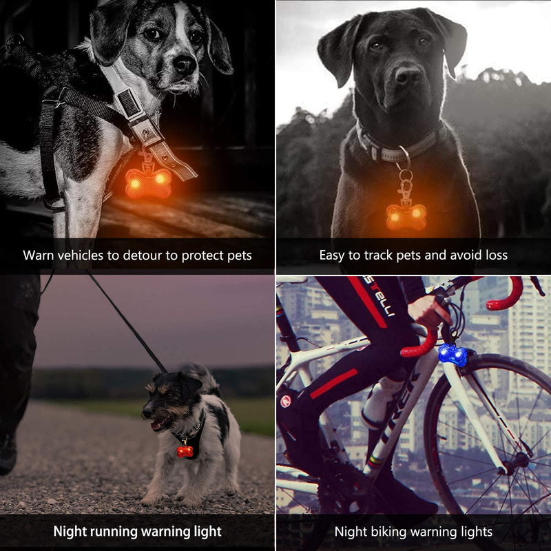 Phorris LED Pet Safety Warning Light, Bow Tie or Bone Style Collar Pendant Lamp. Used for Dog Cat Walking and Running at Night. Contains Button Batteries. Multi-color, 6 pcs in 1 pack. - PawsPlanet Australia