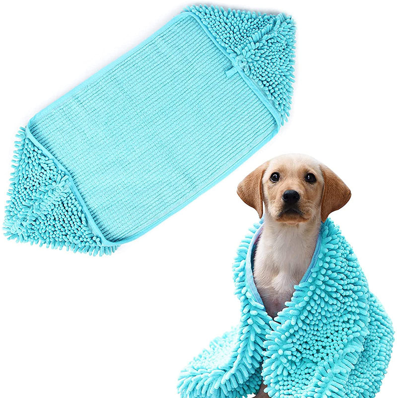 APLAUKA Dog Towel Ultra Absorbent Towels for Dogs Machine Washable Premium Microfiber Pet Bath Towel Grooming Supplies Quick Drying with Hand Pockets Pet Towel for Dogs and Cats 24in*14in Blue - PawsPlanet Australia