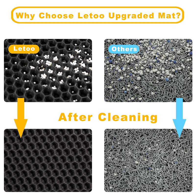 LeToo Cat Litter Mat Trapping for Litter Box, No-Toxic & Super Size, Urine & Waterproof, Honeycomb Double Layer Anti Tracking Kitty Mats, No Phthalate, Washable Easy Clean 24" x 15" Black - PawsPlanet Australia