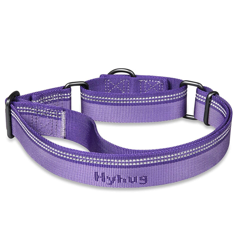 Hyhug 2021 Strong 3M Reflective Strip Double Color Nylon Jacquard Weave Webbing Martingale Dog Collar, Comfy Adjustable Safety, Durable Soft Breathable, Safe Night Walk. (Medium, Ultra Violet) 25mm Medium (14.5-21in) Ultra Violet Combination - PawsPlanet Australia