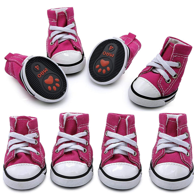 [Australia] - abcGoodefg Pet Dog Puppy Canvas Sport Shoes Sneaker Boots, Outdoor Nonslip Causal Shoes, Rubber Sole+Soft Cotton Inner Fabric #5(1.89*2.36) Pink 