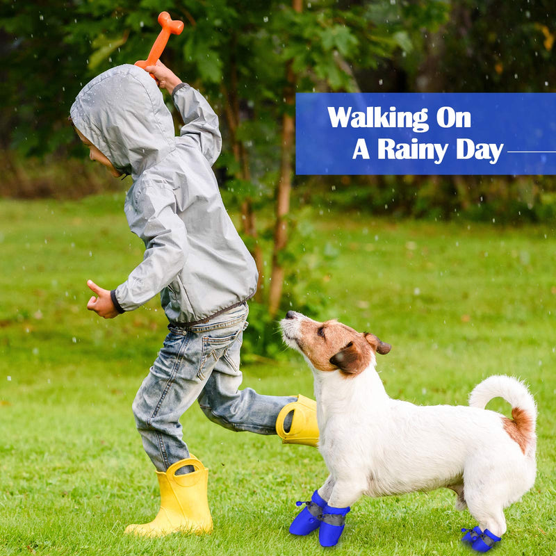 4 Sets Waterproof Dog Shoes Rain Snow Dog Booties Breathable Paw Protector Anti-Slip Dog Sock Shoes Soft Soled Dog Boots with Adjustable Drawstring for Dog Small - PawsPlanet Australia