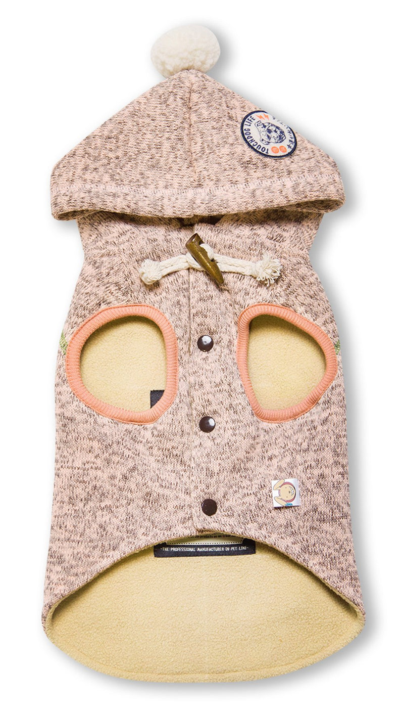 [Australia] - Touchdog Hippie Embellished Designer Sleeveless Pompom Pet Dog Hooded Sweater Light Pink Small 