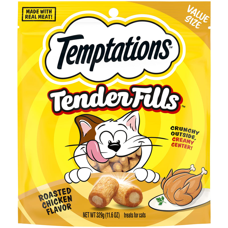 Temptations Tender Fills Roasted Chicken Flavor Crunchy and Soft Adult Cat Treats, 11.6 oz. Pouch - PawsPlanet Australia