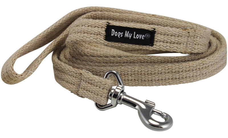 [Australia] - Dog Leash 4.5ft Long Cotton Web for Training, Beige 4 Sizes Small: 5/8" Wide 