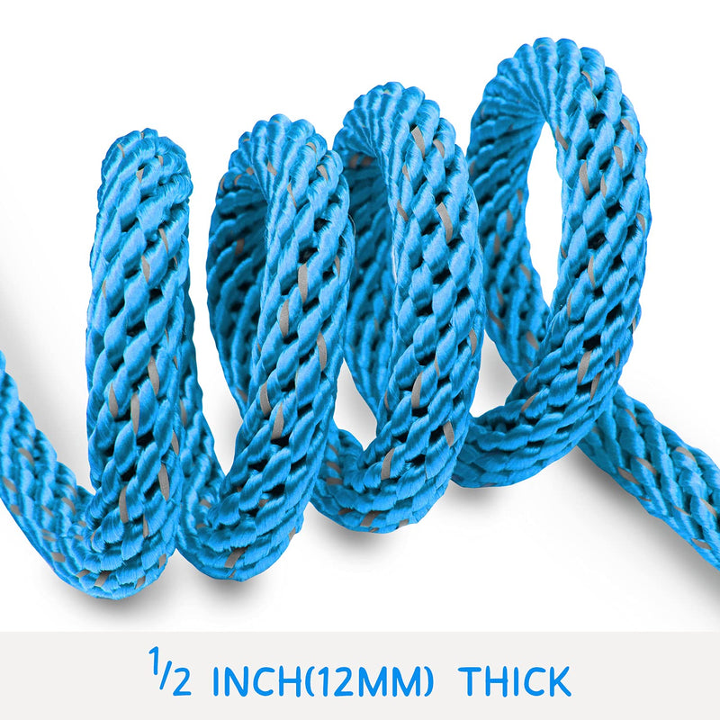 Dynmeow Dog Lead,1.85M Reflective Dog Lead Rope,12MM Thick Leash for Medium and Large Dogs from 10KG to 70KG,Aqua Blue 1.85M(Pack of 1) Aqua Blue - PawsPlanet Australia