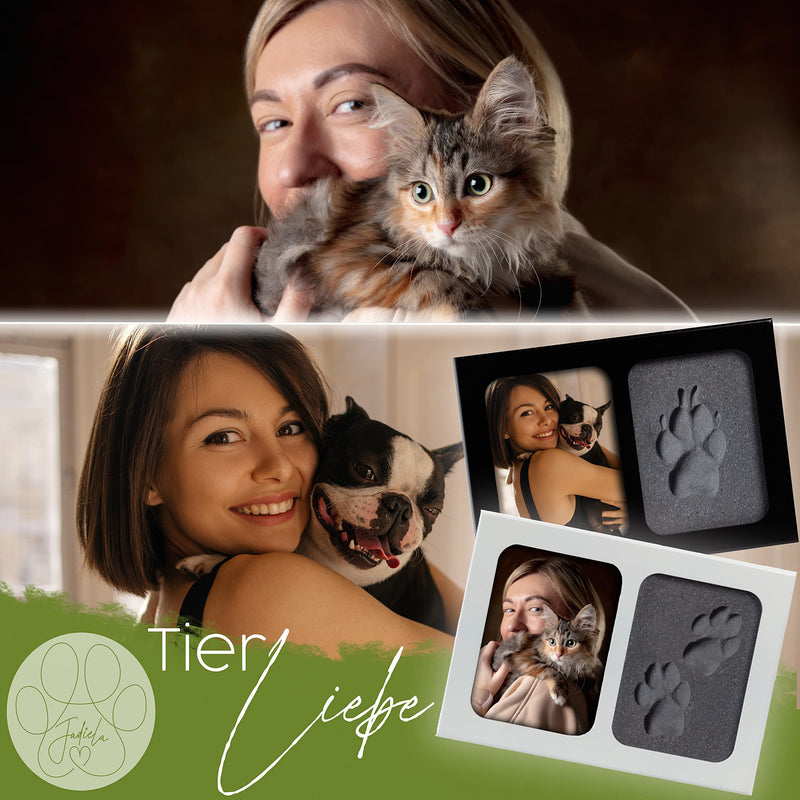 Jadiela Paw Print Set Dog or Cat 3D Picture Frame Print Dog Paw Gift Dog, Paw Print Set Cat, Made in Germany Black - PawsPlanet Australia