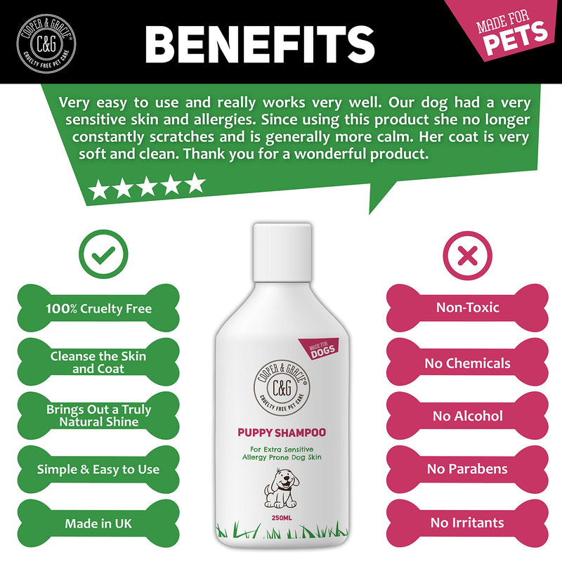 C&G Pets | PUPPY SHAMPOO 500ML | FOR SMELLY DOGS WITH ITCHY SENSITIVE SKIN | MEDICATED CONDITIONER PUPPY SAFE | EFFECTIVE FOR ALLERGY PRONE DOG SKIN | HEALTHY SHINY COAT | NATURAL ESSENTIAL OIL - PawsPlanet Australia