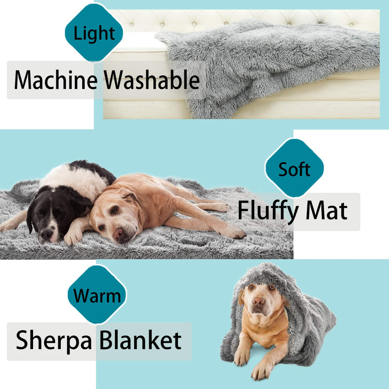 Pacapet Fluffy Dog Blanket, Soft Reversible Sherpa Throw Blanket for Pets, Puppy, Warm Shaggy Cat Fleece Blanket for Couch/Bed/Sofa Protection, Washable & Lightweight 20x30in Grey - PawsPlanet Australia