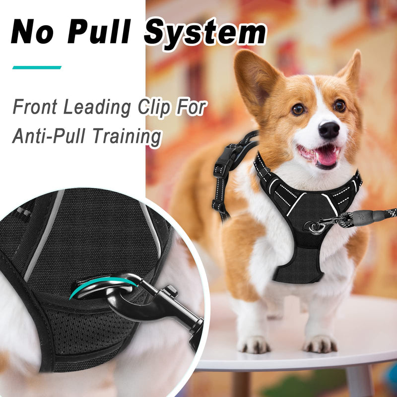 BARKBAY No Pull Dog Harness Large Step in Reflective Dog Harness with Front Clip and Easy Control Handle for Walking Training Running Small Black - PawsPlanet Australia