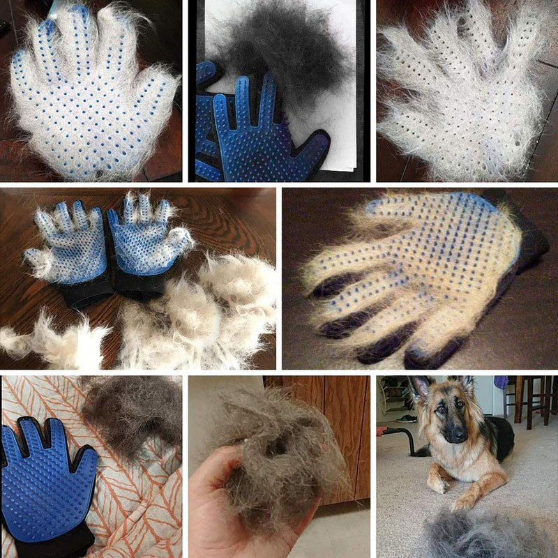 xiaocai 1 Pair Pet Grooming Glove Hair Remover Brush Gentle Deshedding Efficient Pet Mitt Pet Massage Gloves Left & Right Hand for Dog & Cat with Long & Short Fur Blue1 One Size - PawsPlanet Australia