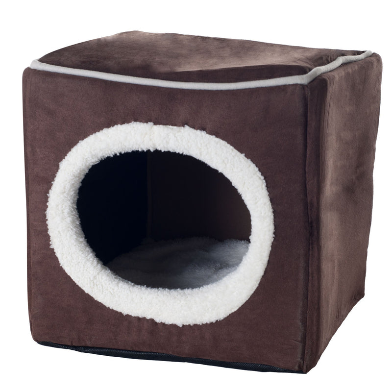 [Australia] - PETMAKER Cozy Cave Enclosed Cube Pet Bed - Dark Coffee 