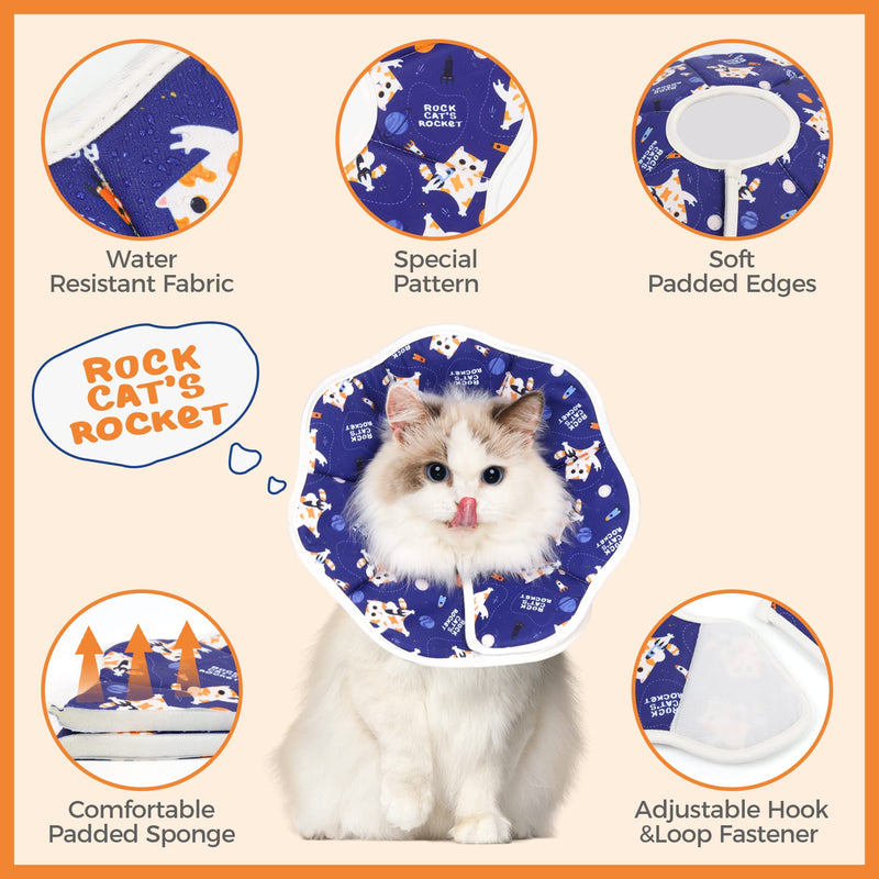 ComSaf Soft Cat Recovery Collar, Protective Adjustable Pet Cone Collar for After Surgery, Comfortable Lightweight Cute Elizabethan Collar for Cat Kitten Prevent from Licking Wounds, Not Block Vision S (Neck:6.5-7.7in) - PawsPlanet Australia