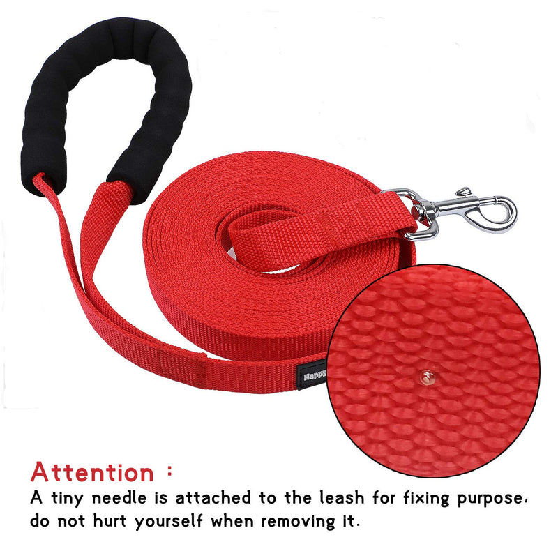HAPPY HACHI Dog Training Lead with Padded Handle Strong Long Rope Nylon Webbing Recall Obedience Line Leash for Pet (16m/52ft, Red) 16m/52ft - PawsPlanet Australia