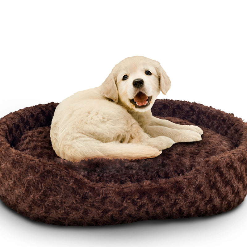 [Australia] - PETMAKER 80-07-S-B Cuddle Round Plush Pet Bed Brown Small 