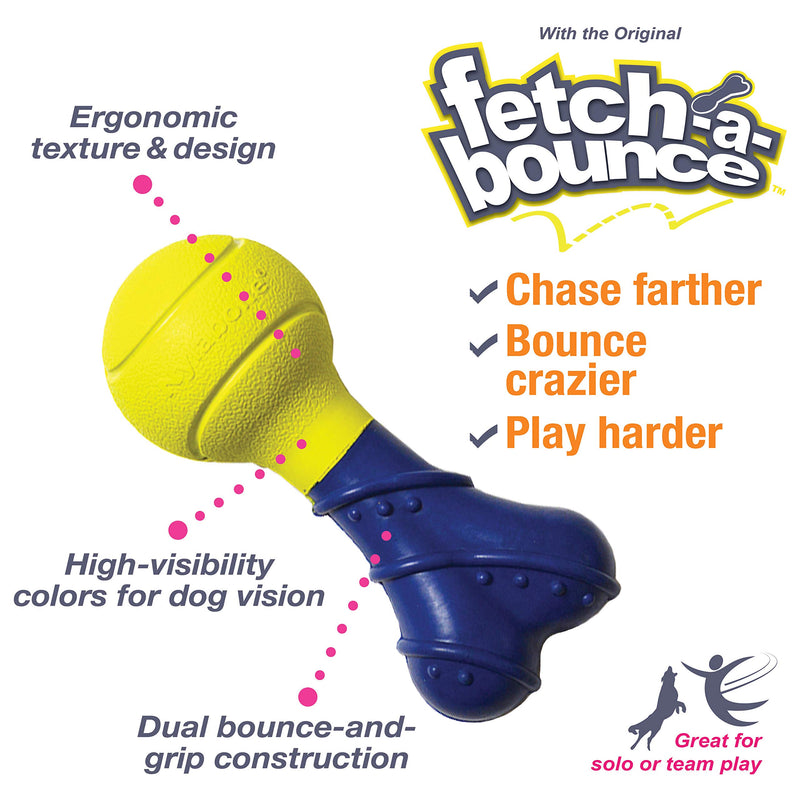 [Australia] - Nylabone Power Play Fetch-A-Bounce Soft Bouncy Ball Dog Toy, Power Play Rubber Dog Toy Fetch-a-Bounce, 5", Blue 