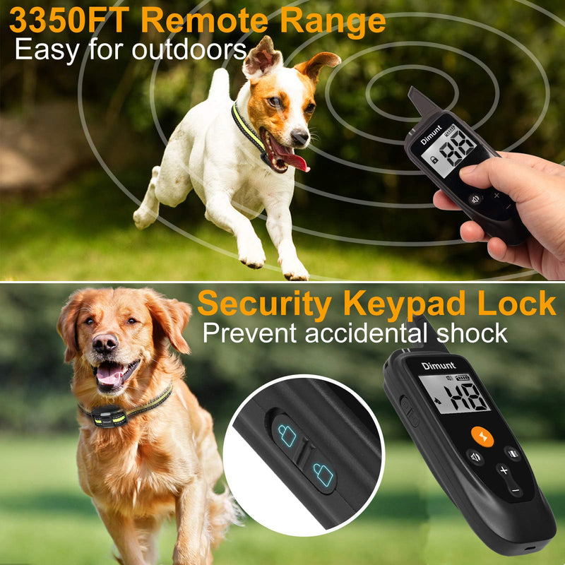 [Australia] - Dimunt Dog Training Collar - Rechargeable Dog Shock Collars with Remote IP67 Waterproof Shock Collar w/3 Training Modes, Beep, Vibration and Shock, 3350ft Remote Range Dog Collar 