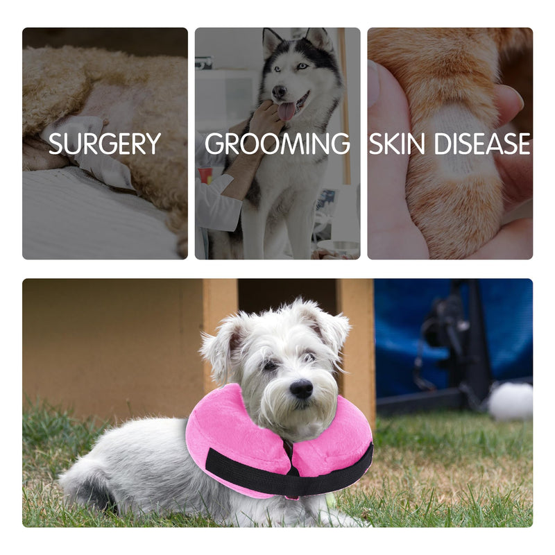 Inflatable Neck Brace for Dogs Cats, Inflatable Dog Collar Neck Brace for Recovery After Surgery or Wounds, Pets Adjustable Protective Collar (Pink S) Pink S - PawsPlanet Australia