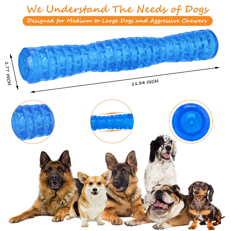 Dog Chew Toy Dog Squeaky Toy for Medium Large Breed Aggressive Chewer, Interactive Tough Durable Stick Dog Toys Puppy Chew Toy with Natural Rubber Blue - PawsPlanet Australia