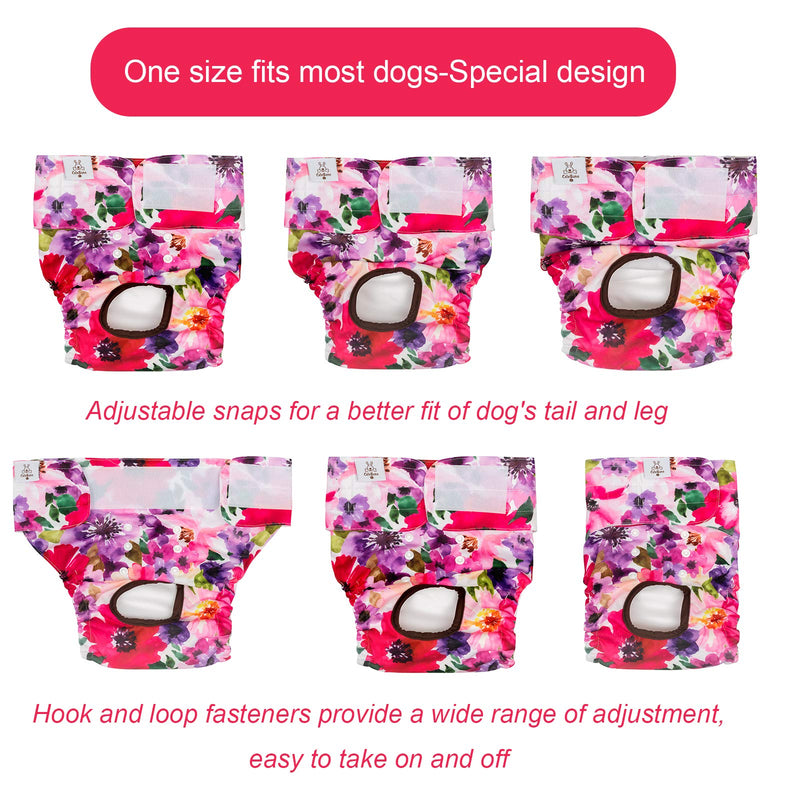 CuteBone Dog Diapers Female Reusable 3 Pack for Doggie in Heat, Washable Dog Pants #2 - Floral 3pcs XS - PawsPlanet Australia