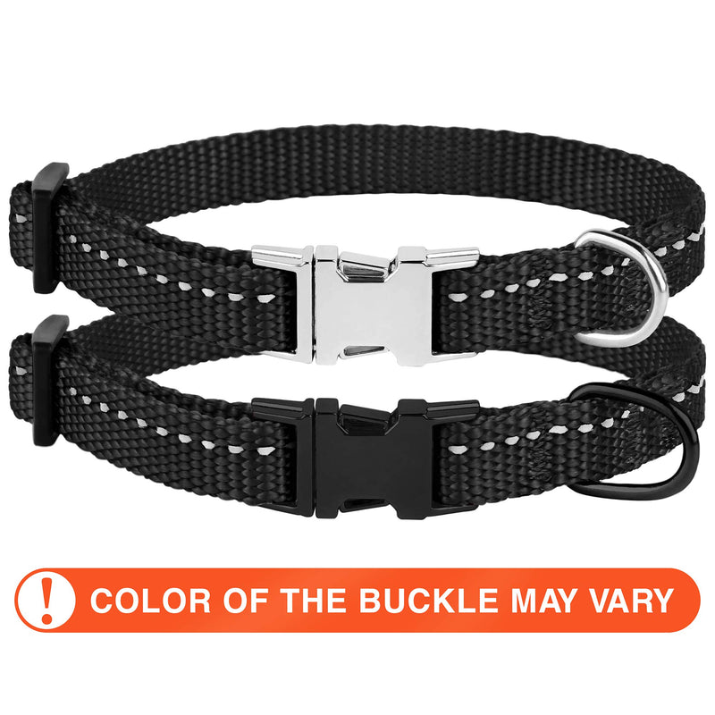 [Australia] - CollarDirect Reflective Dog Collar with Buckle Adjustable Safety Nylon Collars for Dogs Small Medium Large Pink Black Red Blue Purple Green Orange Neck Fit 7"-11" 