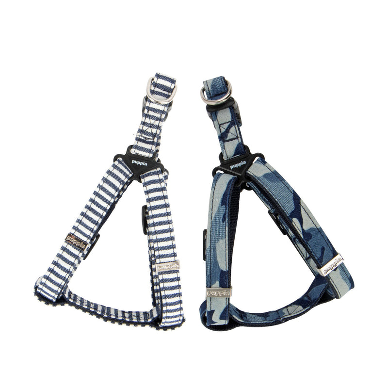 [Australia] - Puppia PARA-HX1523-SN-L Striped Navy Bobby Harness X Pet-Halter-Harnesses, Large 