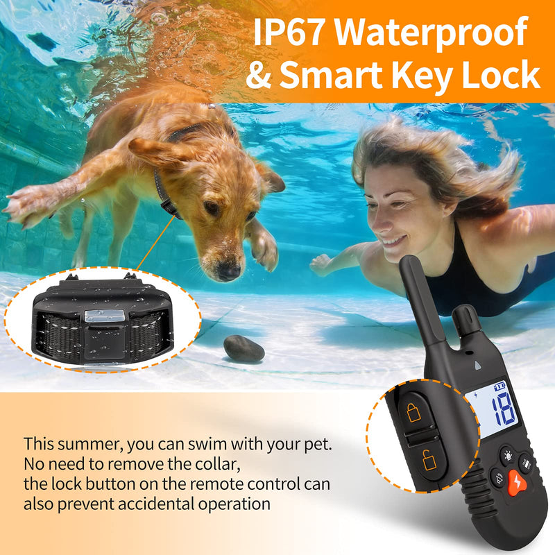 Ropetty Dog Training Collar,Shock Dog Collars for Dogs with Remote,Rechargeable Waterproof Dog Shock Collar with Beep Vibration Shock Training Modes,Electric Dog Bark Collar for Small Medium Large Dog - PawsPlanet Australia