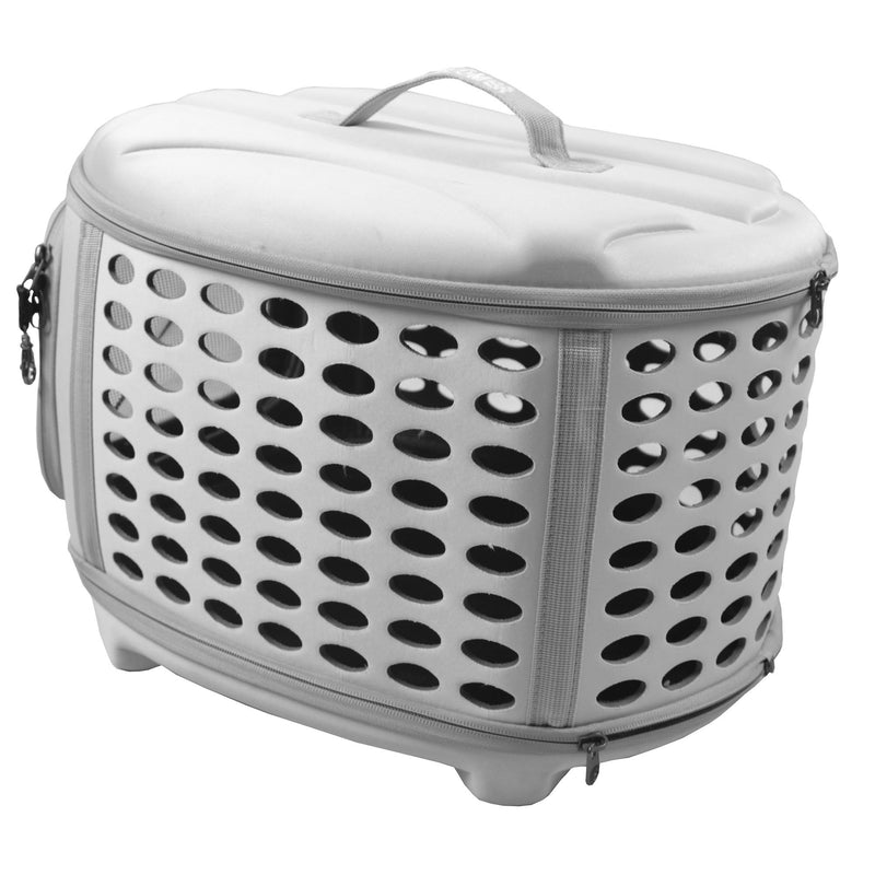 [Australia] - Circular Shelled Perforate Lightweight Collapsible Military Grade Transporter Pet Carrier Light Grey One Size 