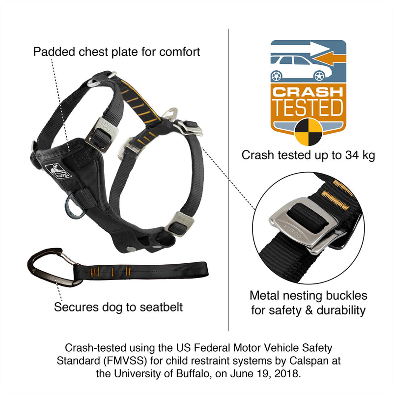 Kurgo Dog Harness, Car Harness for Dogs, Front D-Ring for No Pull Training, Includes Dog Seat Belt Tether, Tru-Fit Smart Harness, Medium, Black - PawsPlanet Australia