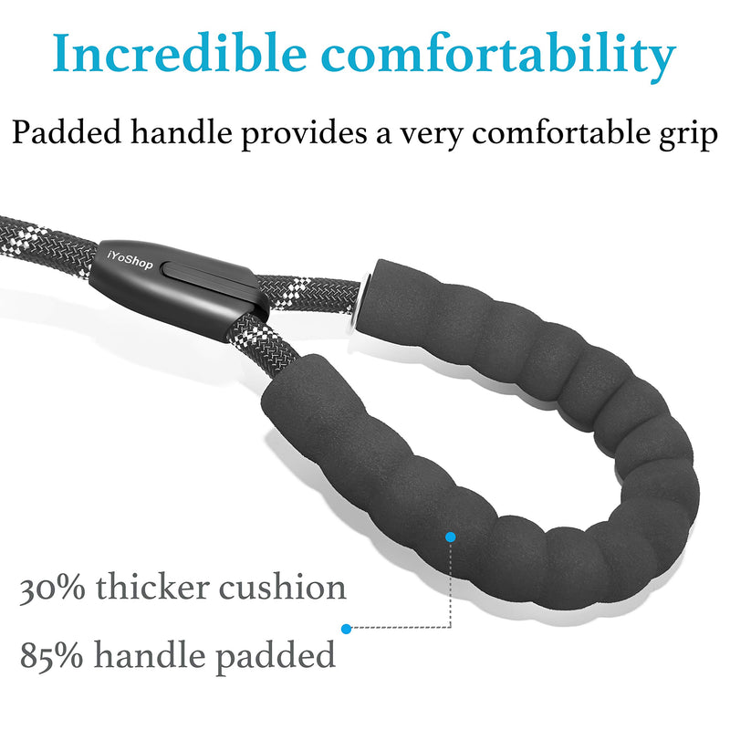 iYoShop Durable Slip Lead Dog Leash with Zipper Pouch, Padded Handle and Highly Reflective Threads Quality Slip Lead for Small Medium and Large Dogs (1/2'' x 4 FT, 25~150 lbs., Black) 1/2'' x 4 FT (25~150 lbs.) - PawsPlanet Australia