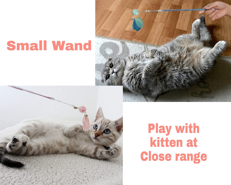 Cat Wand Toy, Interactive Feather Toys with Small Bell, Cute Catcher Teaser Toy for Indoor Old Cats or Kitten Play Chase Exercise 2 - PawsPlanet Australia