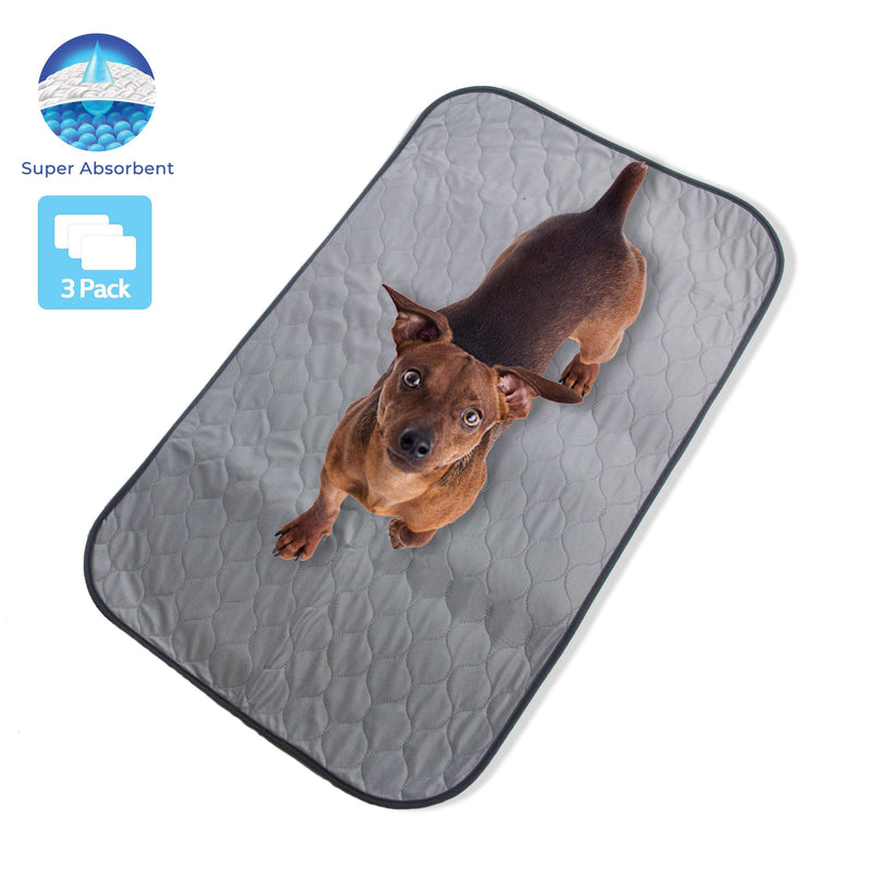 [Australia] - Pet Magasin Highly Absorbent Reusable Washable Pet Training Pads with Waterproof Bottom (Pack of 3) Grey Fit Standard Cage Extra Small 