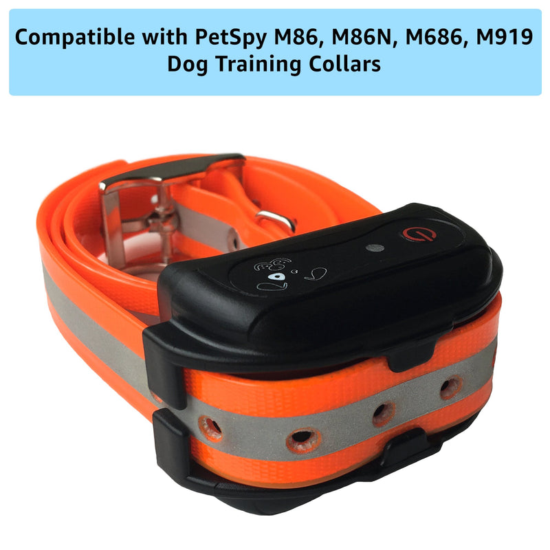 [Australia] - PetSpy Extra Dog Collar Strap - Compatible with All Dog Training Shock Collars Orange Reflective 