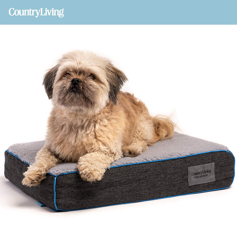 Country Living by Silver Paw Cooling & Warming Dog Bed for Small to Medium Dogs, Reversible Beds for Pets, Dog's Sofa Couch with Faux Fur Lining, Small - PawsPlanet Australia