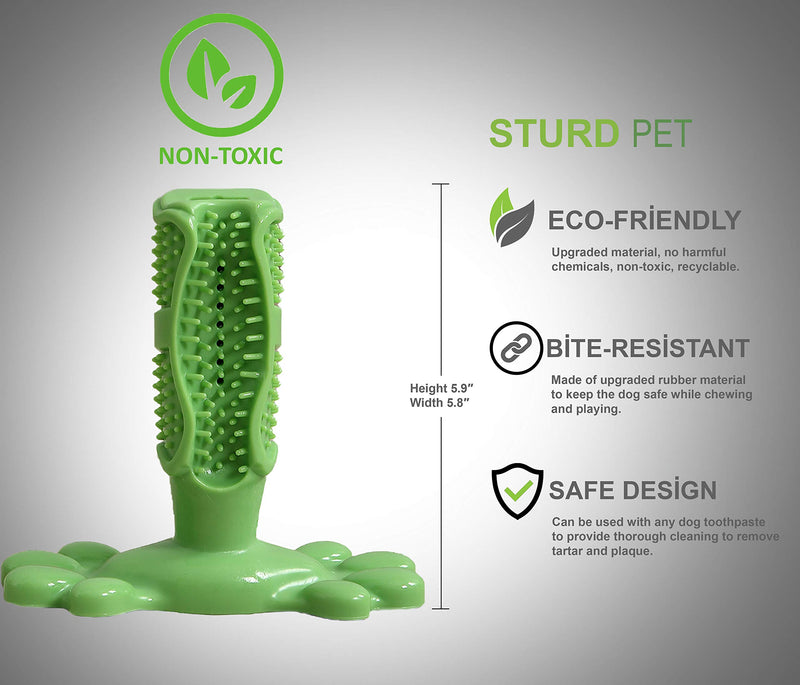 Dog Toothbrush Chew Toy, Puppy Dental Care Teeth Cleaning Stick Toy for All Breed of Dogs - Dog Toothbrush Stick, Dog Teeth Cleaning Chewing Playing Toy, Durable Rubber Dog Teeth Cleaning Green - PawsPlanet Australia