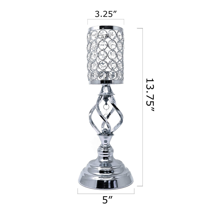 allgala 14" Crystal Cylinder Tealight Votive Decorative Candle Holder-Silver-HD89002 Silver - PawsPlanet Australia