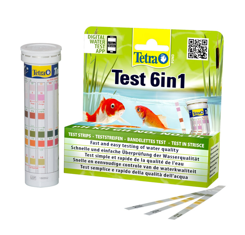 Tetra Pond Test 6-in-1 Strip, to Test 6 Essential Water Quality Parameters in Less Than 60 Seconds (25 Strips) 1 White - PawsPlanet Australia