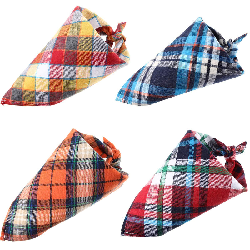 [Australia] - 12 Pieces Dog Bandanas - Triangle Dog Scarf, Washable Reversible Printing, Bibs Dog Kerchief Set, Suitable for Small or Medium-Sized Cat and Dog Pets Plaid Style 
