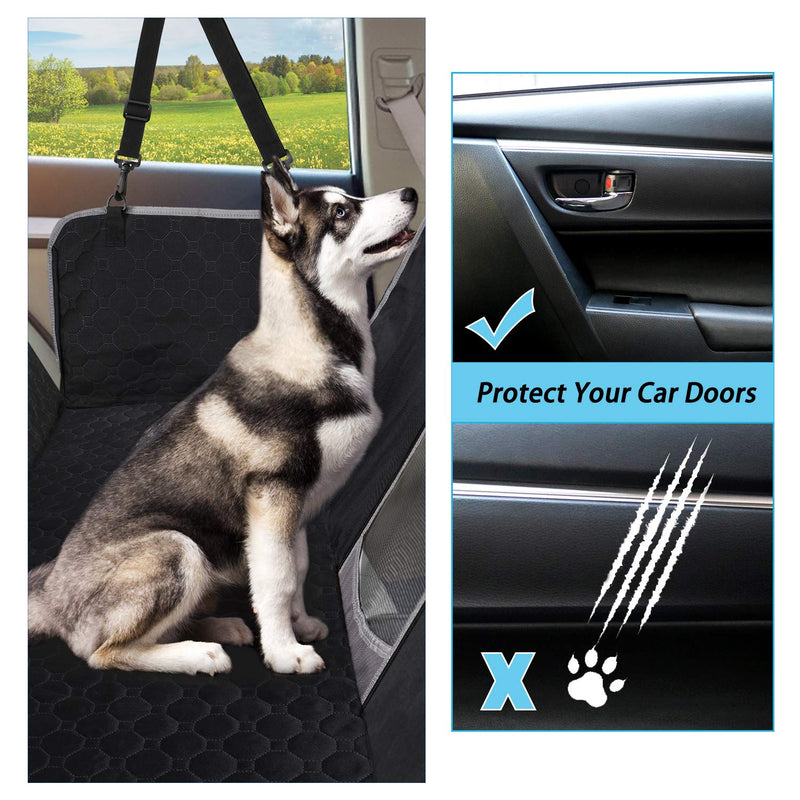 Taygeer Dog Car Seat Cover, Rear Car Seat Cover for Dogs with Mesh Window and Side Flaps Dog Hammock, Washable Waterproof Non slip Pet SUV Car Seat Protector Cover, Dog Car Hammock for Travel - Black Large - PawsPlanet Australia
