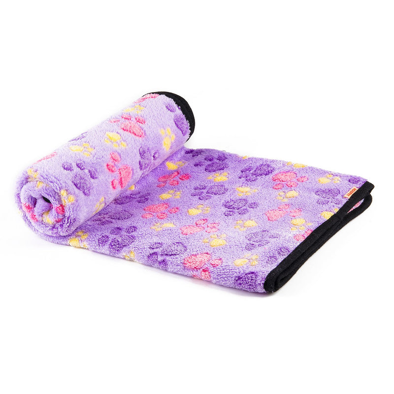 [Australia] - iNNEXT 2 Pack Puppy Blanket for Pet Cushion Small Dog Cat Bed Soft Warm Sleep Mat, Pet Dog Cat Puppy Kitten Soft Blanket Doggy Warm Bed Mat Paw Print Brown/Lavender 