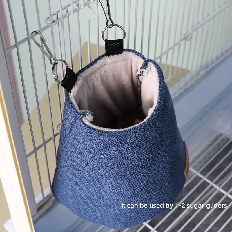 Sugar Glider Bed Pouch for Cage Sleeping Nest Bed, Warm Pouch for Cage Accessories, Sugar Gliders Hammock Pouch Sack Swing Hanging Bed Bedding (Blue) Blue - PawsPlanet Australia