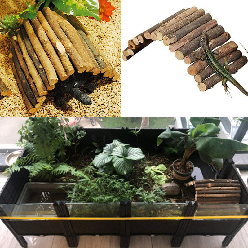 Hamiledyi Reptile Decor Hideout Wooden Guinea Pig Bridge Bendy Tunnel for Rodents Chewing Climbing Ladder Hideaway for Gecko Spiders Lizards Snakes Gerbil Rabbit Ferret Hedgehog Rat Gerbil Medium - PawsPlanet Australia