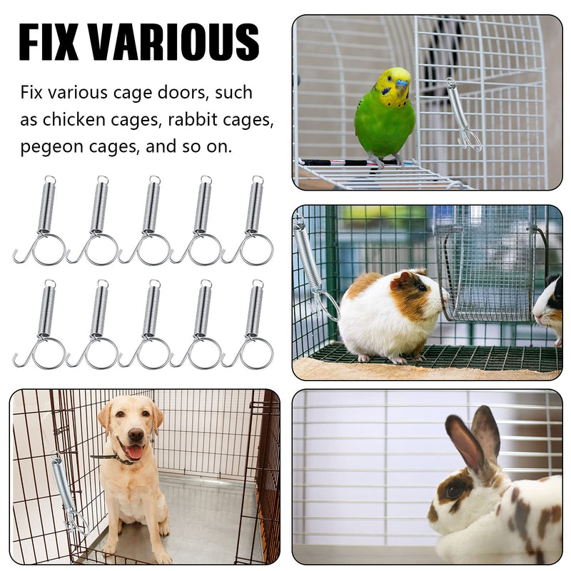 12 Pieces Spring Latch Hook for Rabbit Cages Doors Multifunctional Spring Cage Latch Metal Finger for Pet Dog Cat Guinea Pig Bunny Birds Parrot Hamsters Squirrels Wire Cage Door Fixing - PawsPlanet Australia