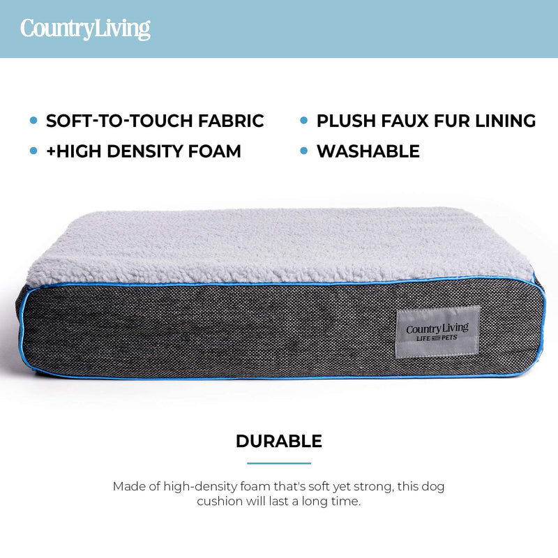 Country Living by Silver Paw Cooling & Warming Dog Bed for Small to Medium Dogs, Reversible Beds for Pets, Dog's Sofa Couch with Faux Fur Lining, Small - PawsPlanet Australia