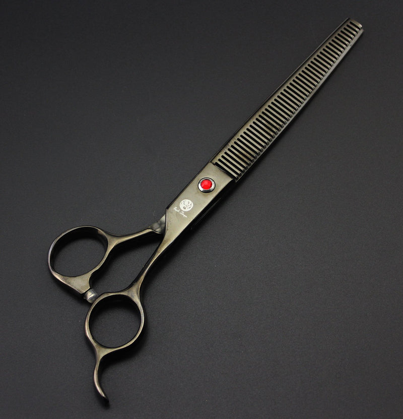 Purple Dragon 8 inch 3 in 1 Professional Pet Grooming Thinning Scissors - Upward Curved Shears and Dog Hair Cutting Scissor - Perfect for Pet Groomer or Family DIY Use Black - PawsPlanet Australia