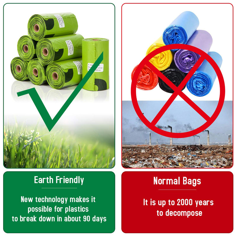 [Australia] - Pet Poop Bags, Dog Waste Bags Eco-Friendly Poop Bags UnScented 14um Extra Thick Leak-Proof Poop Bags 12.5 x 8.7 in 8-rolls Green 