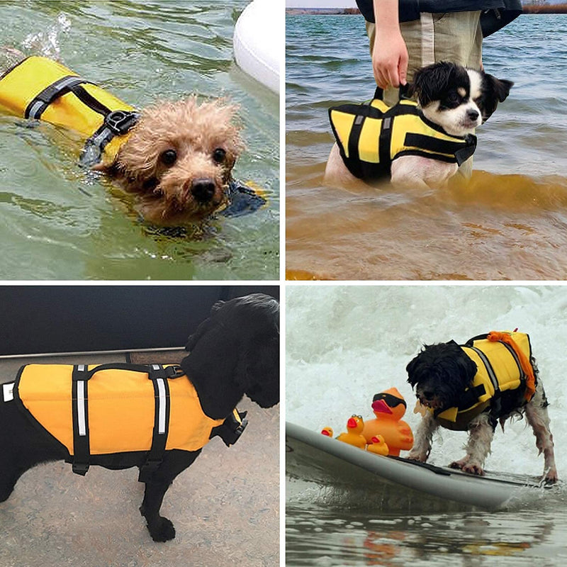 Podazz Puppy Life Jacket Pet Lifesaver Safety Reflective Vest with Handle Dog Life Preserver Dog Saver Flotation Vest Coat for Swimming,Surfing,Boating (Yellow, Small) Yellow S:39-51cm(Ribcage) - PawsPlanet Australia